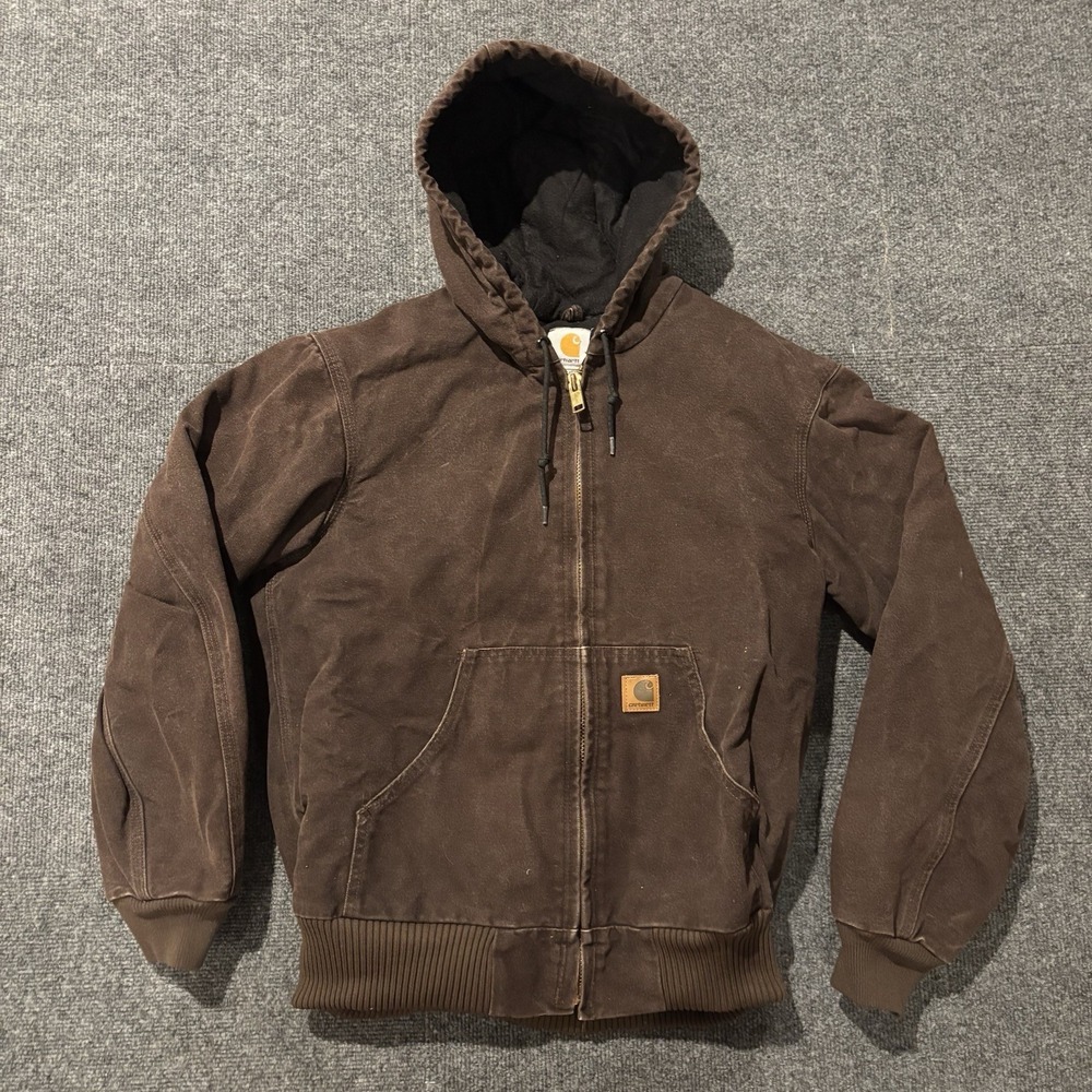 Carhartt J130 DKB Mens Small Brown Quilted  Lined Duck Canvas Active Jacket